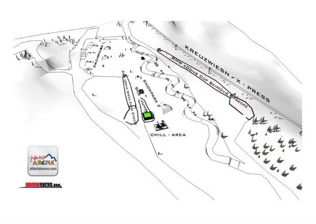 Mapa snowparku Zillertal Arena