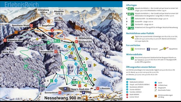 Pistekaart Skigebied Wiggensbach, Duitsland