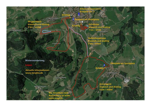 Plan des pistes de ski de fond Wiggensbach