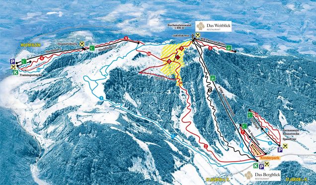 Pistenplan / Karte Skigebiet St. Ulrich am Pillersee, Österreich