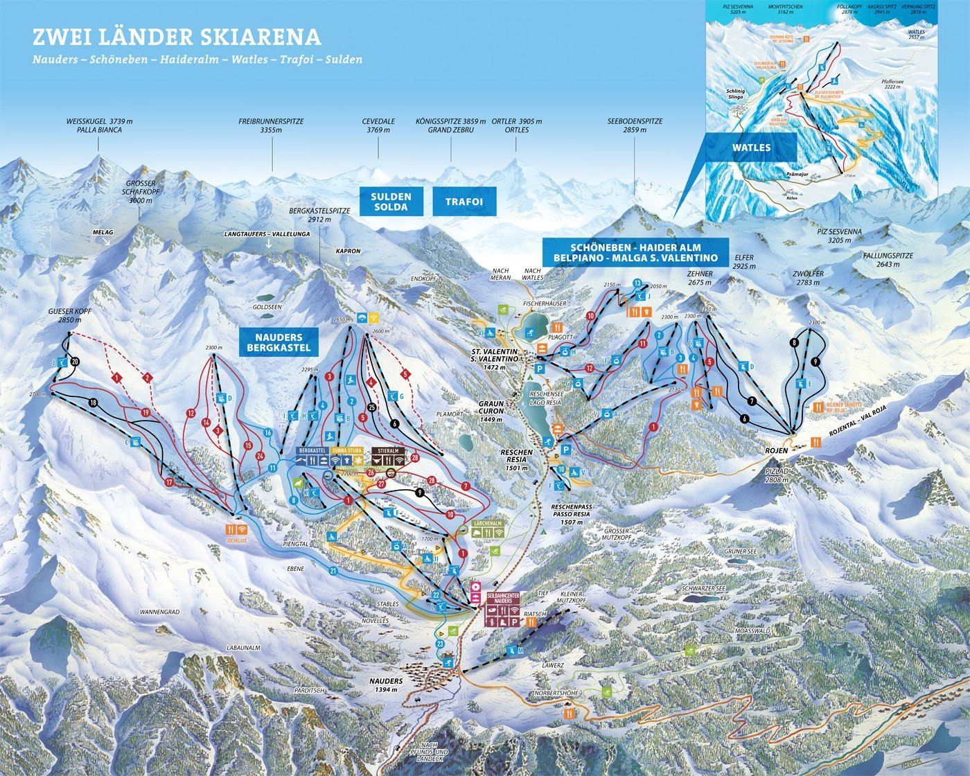 Pistenplan / Karte Skigebiet Pfunds, 