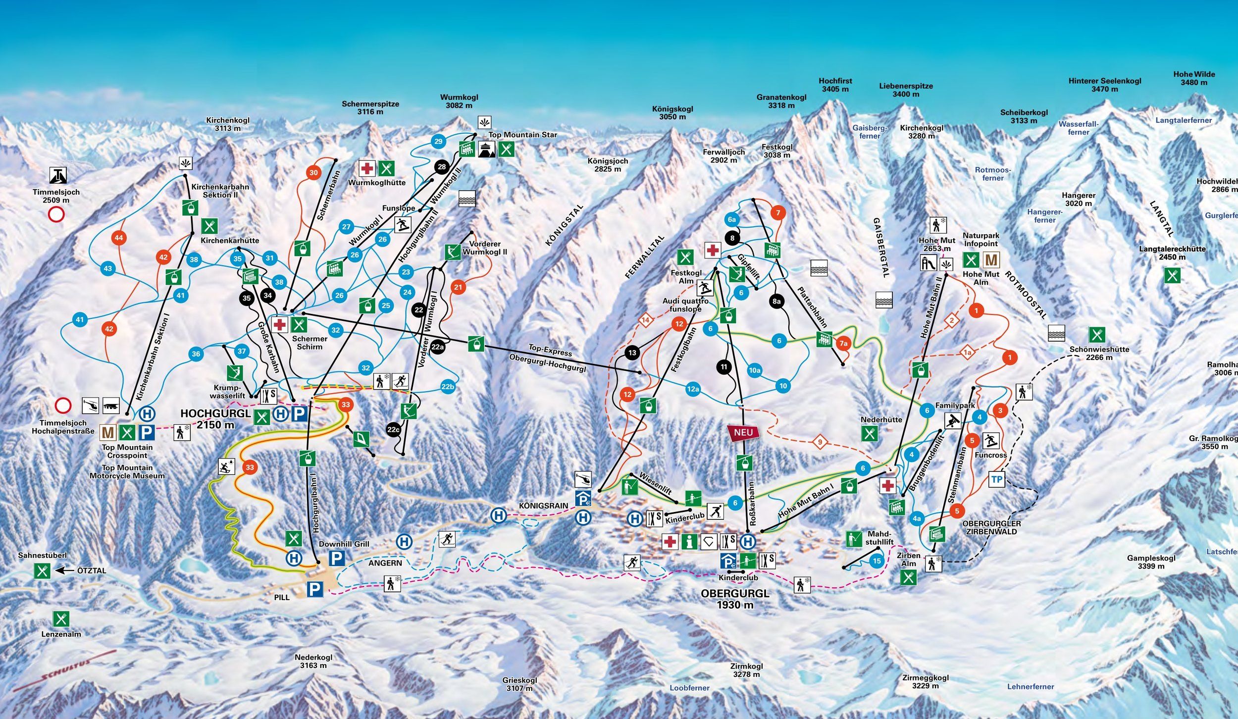 Pistekaart Skigebied Obergurgl - Hochgurgl, Oostenrijk