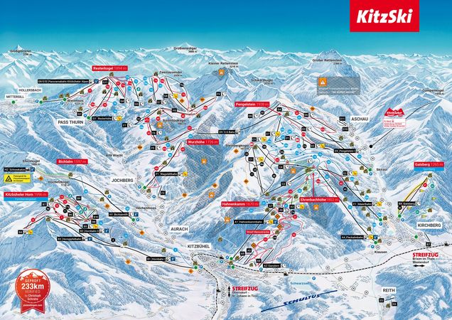Mapa sjezdovek Kitzbühel