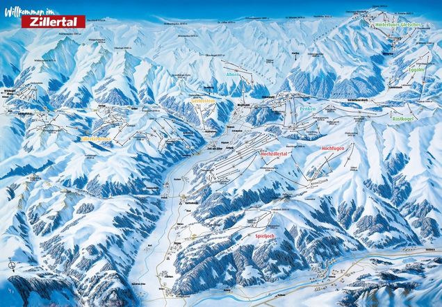 Plan des pistes Zillertaler Superskipass