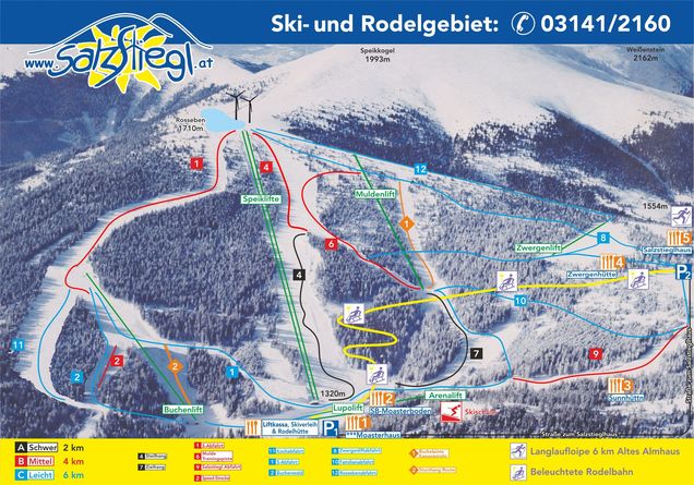 Pistenplan / Karte Skigebiet Hirschegg, Österreich