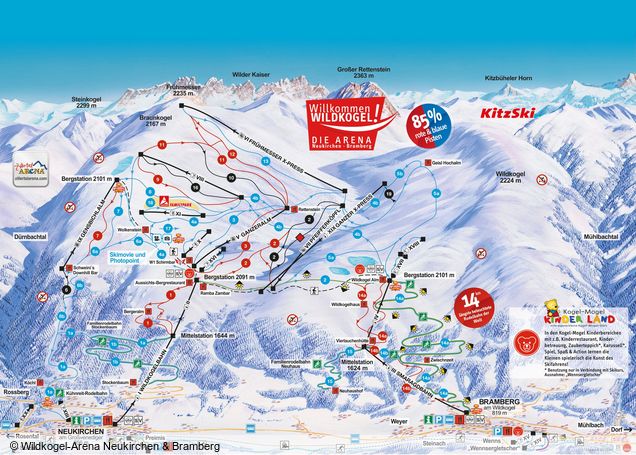 Pistenplan / Karte Skigebiet Neukirchen am Großvenediger, 