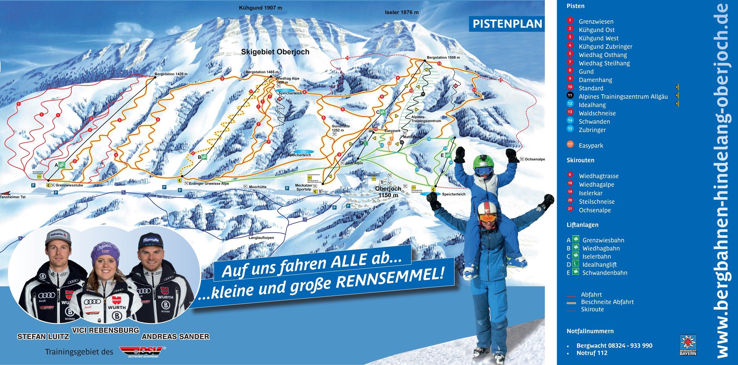 Pistenplan / Karte Skigebiet Bad Hindelang, Deutschland