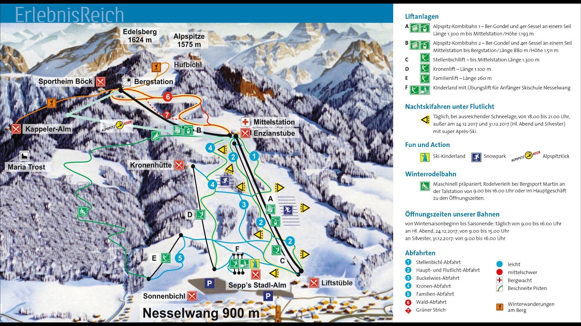 Pistekaart Skigebied Seeg, Duitsland