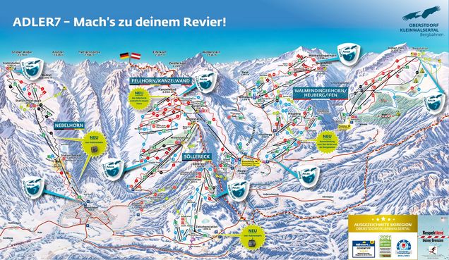 Pistenplan / Karte Skigebiet Oberstdorf, Deutschland