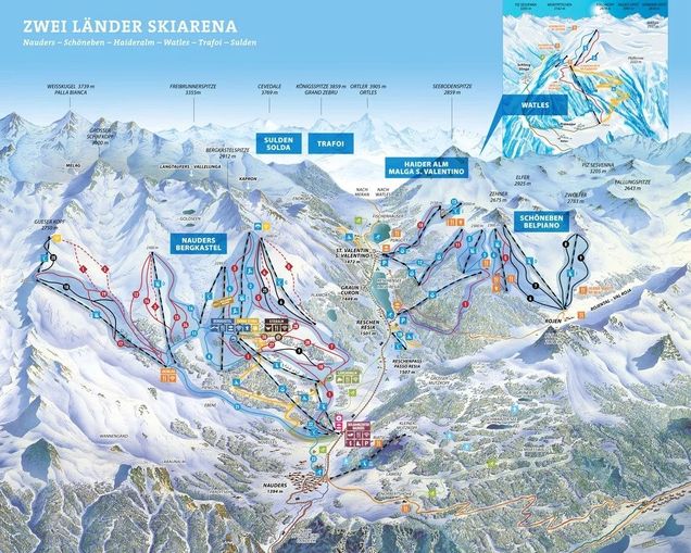 Piantina delle piste Skiparadies Reschenpass