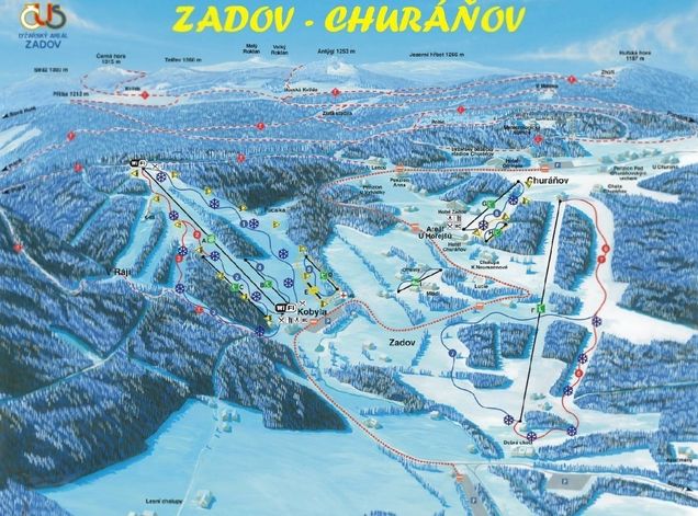 Plán zjazdoviek Zadov - Churáňov