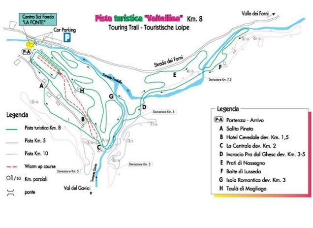 Plan des pistes de ski de fond Santa Caterina 