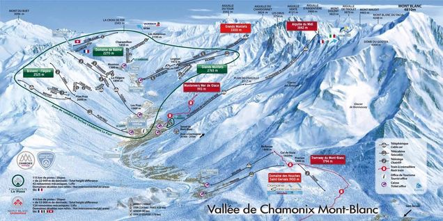 Vallorcine Ski resort - Piste map Chamonix