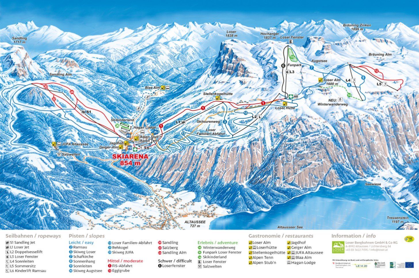 Pistenplan / Karte Skigebiet Bad Aussee, Österreich