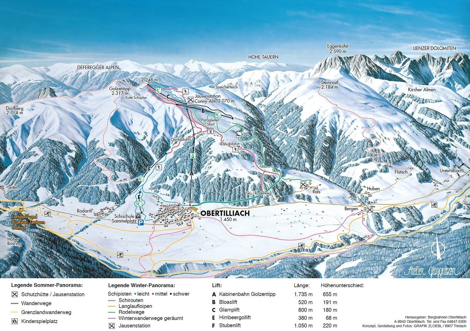 Pistenplan / Karte Skigebiet St. Lorenzen im Lesachtal, 