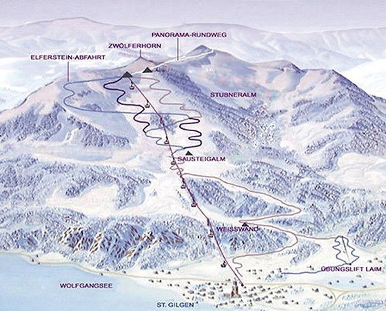 Pistenplan / Karte Skigebiet Wolfgangsee, Österreich