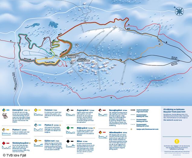 Mapa běžeckých stop Idre Fjäll