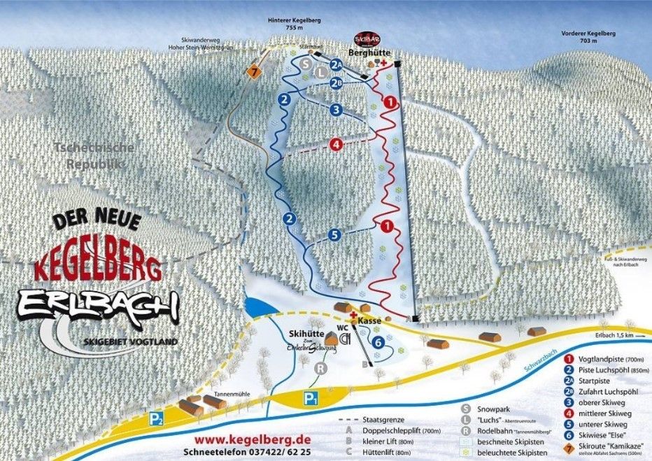 Pistenplan / Karte Skigebiet Erlbach, 