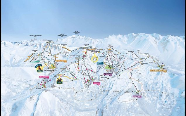 Pistenplan / Karte Skigebiet La Toussuire, Frankreich