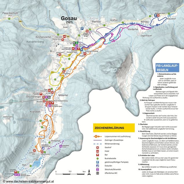 Plan des pistes de ski de fond Gosau