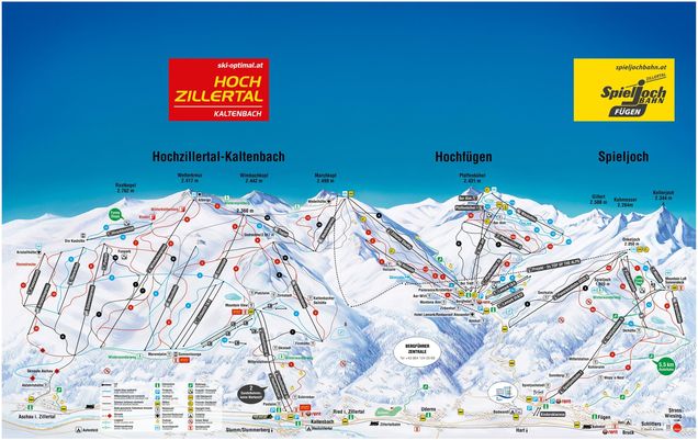 Mapa sjezdovek Hochzillertal-Hochfügen-Spieljoch