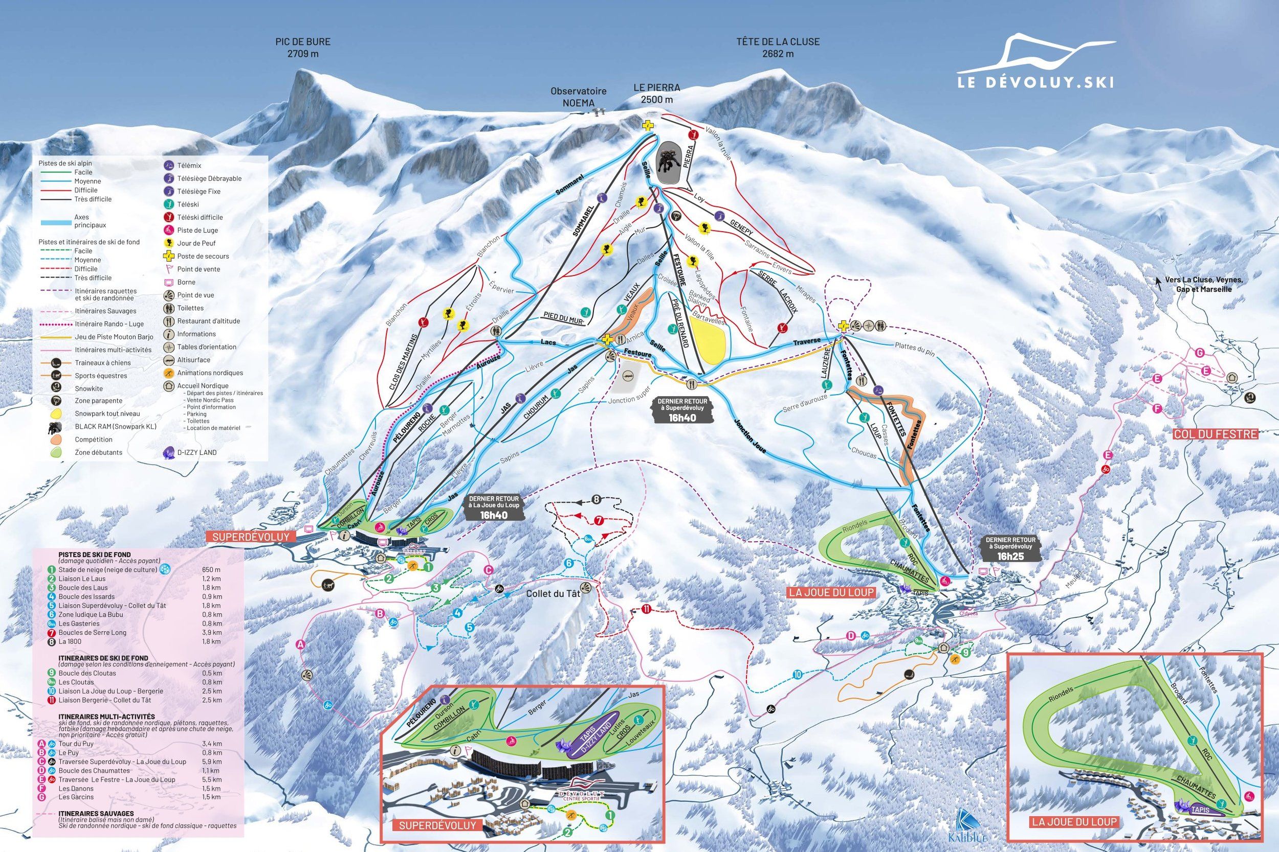 Pistekaart Skigebied SuperDévoluy, Frankrijk