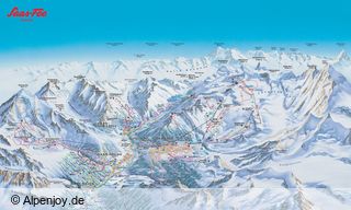 Mappa delle piste Valle di Saas