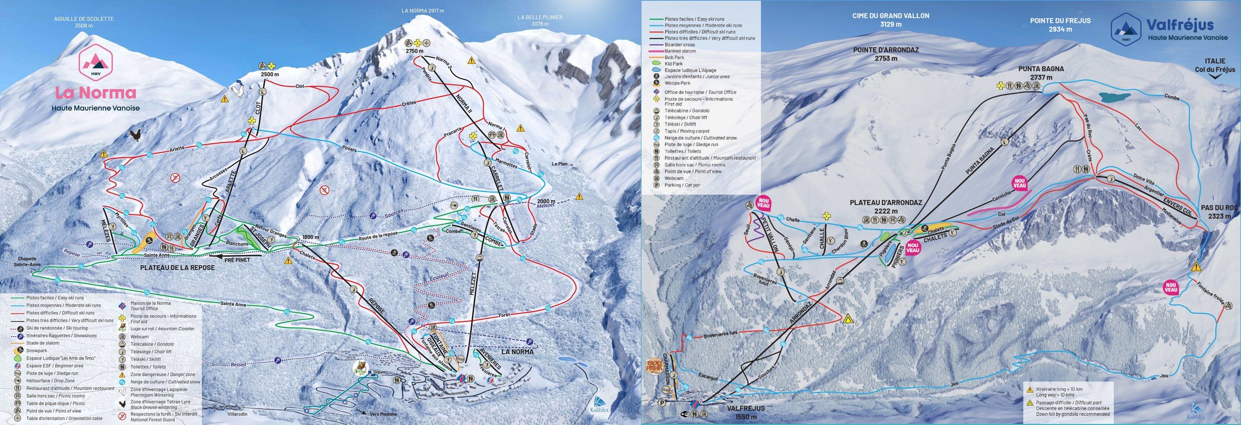 Pistenplan / Karte Skigebiet La Norma, Frankreich