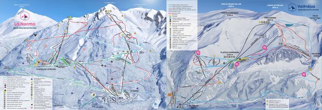 Mapa sjezdovek Valfréjus