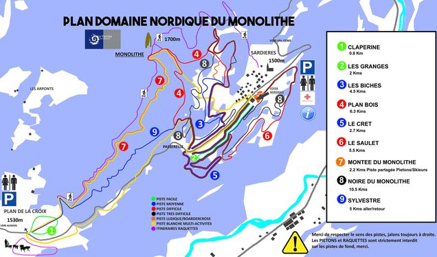 Plan des pistes de ski de fond La Norma