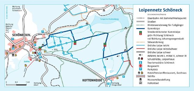 Mapa běžeckých stop Schöneck