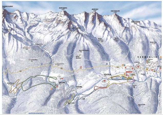 Plan des pistes de ski de fond Marilleva 1400