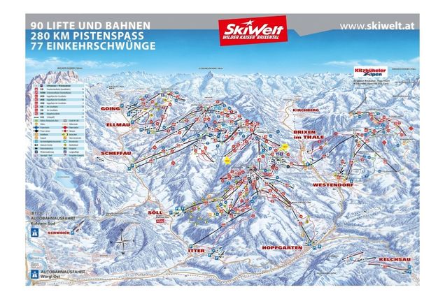 Harta pârtiilor schi fond Kufstein