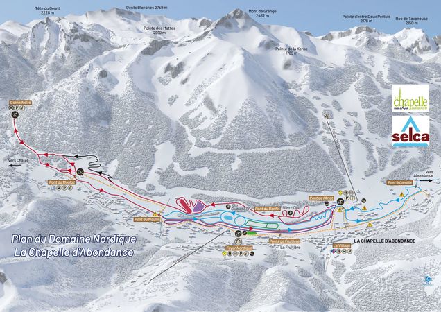 Plan des pistes de ski de fond Châtel