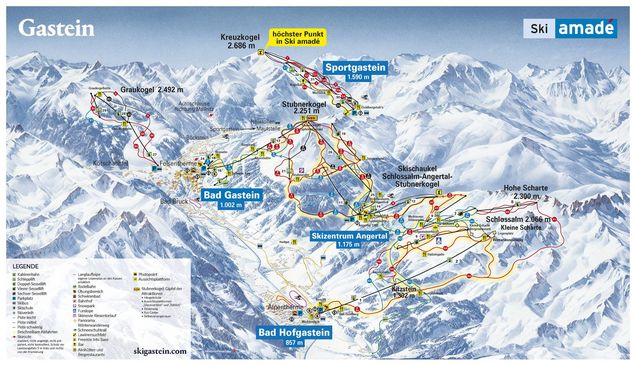 Piste map Schlossalm-Angertal-Stubnerkogel interconnected ski areas