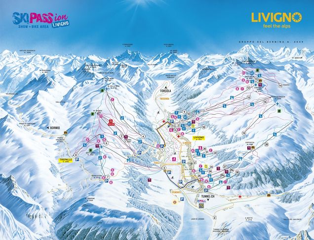 Lygumų slidinėjimo žemėlapis Livigno