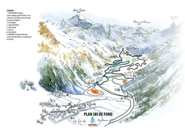Plan des pistes de ski de fond Peisey-Vallandry (Paradiski)