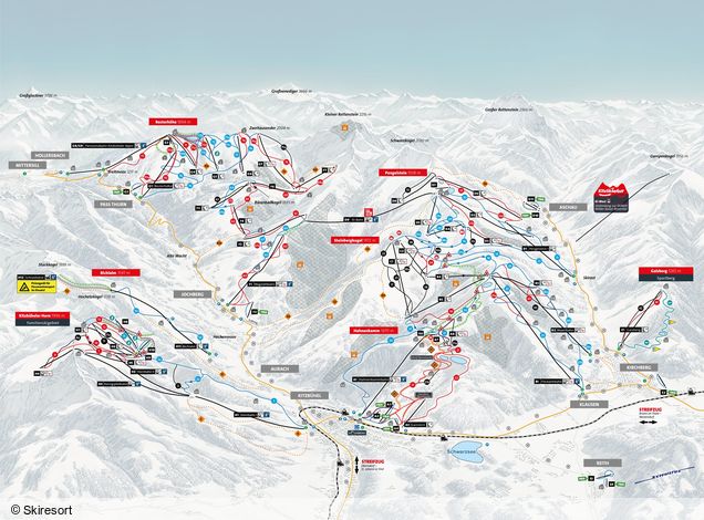 Mapa sjezdovek Kitzbühel