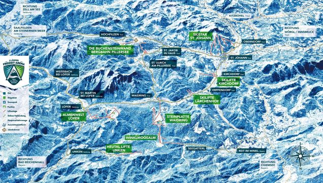 Pistenplan / Karte Skigebiet Oberndorf, Österreich
