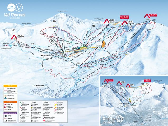 Pistenplan / Karte Skigebiet Orelle, Frankreich