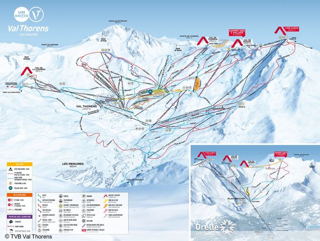 Plán zjazdoviek Val Thorens-Orelle