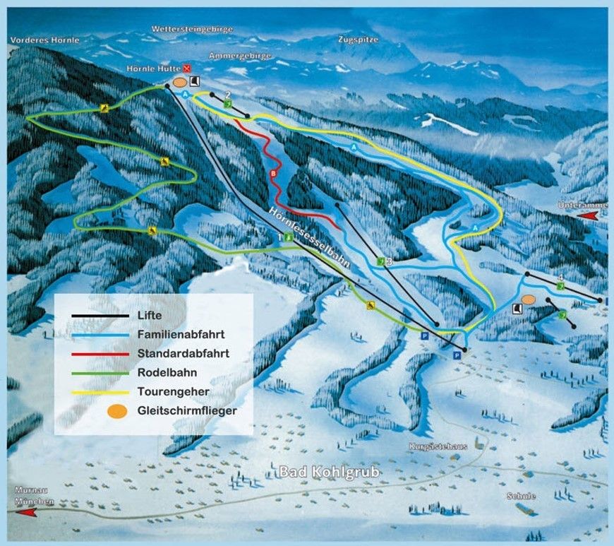 Pistenplan / Karte Skigebiet Bad Bayersoien, Deutschland