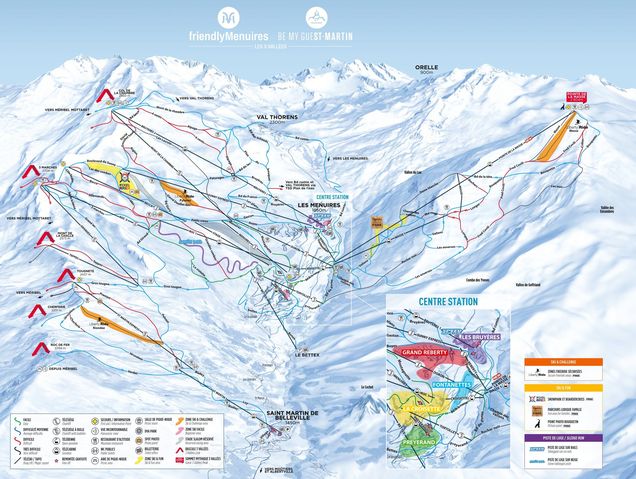 Pistekaart Skigebied Les Menuires, Frankrijk