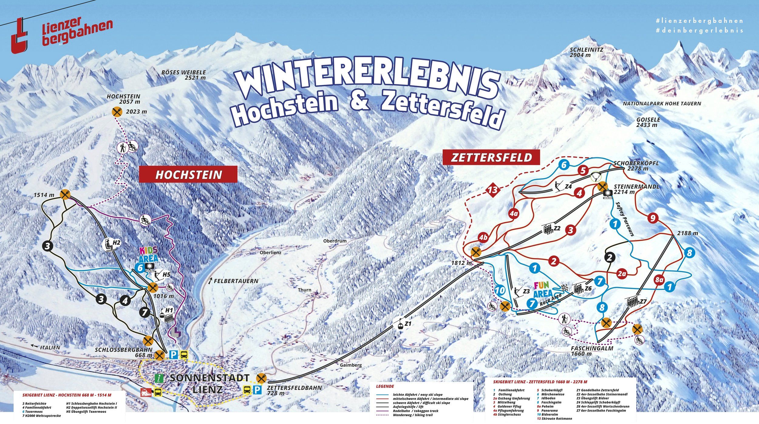 Pistenplan / Karte Skigebiet Lienz, Österreich