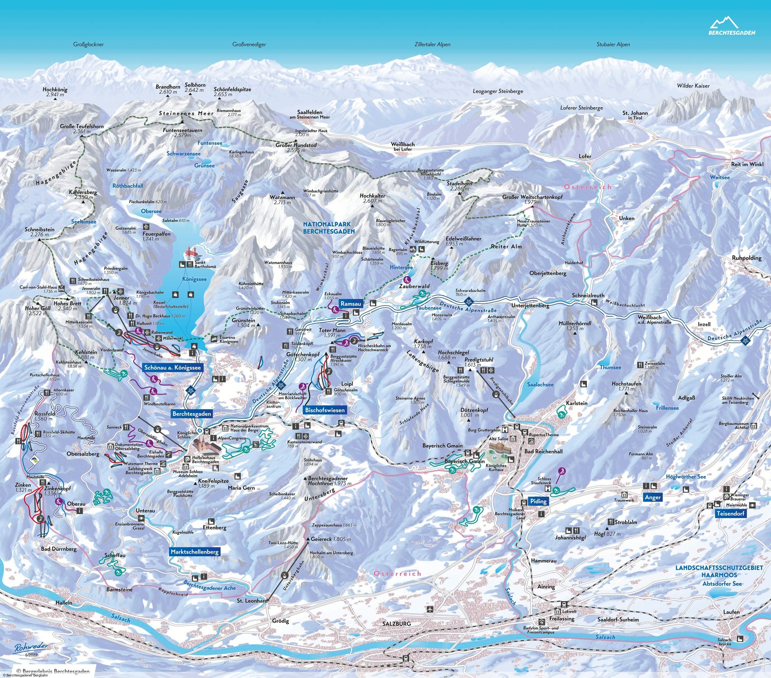 Pistenplan / Karte Skigebiet Bad Reichenhall, Deutschland