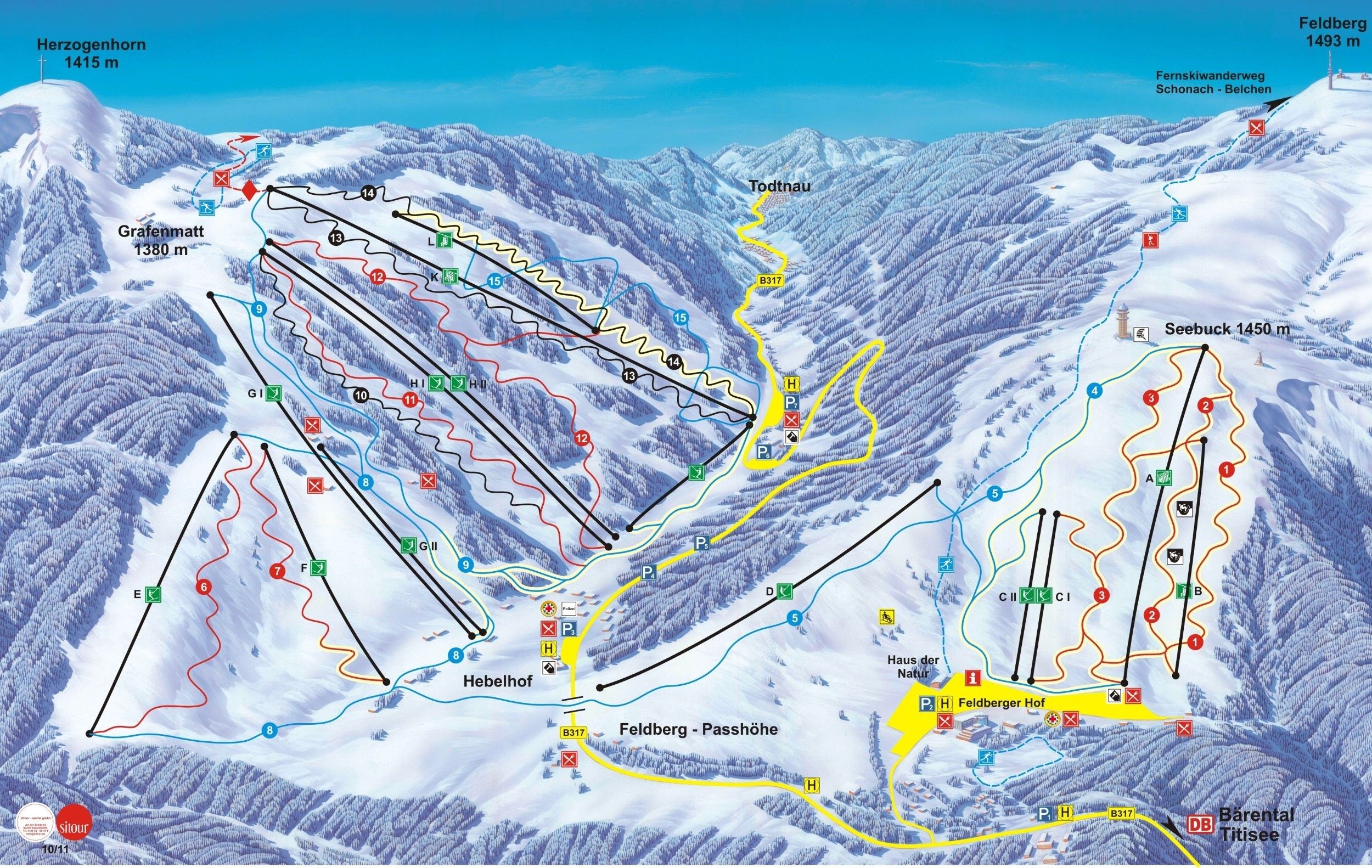 Pistenplan / Karte Skigebiet Lenzkirch-Saig, Deutschland