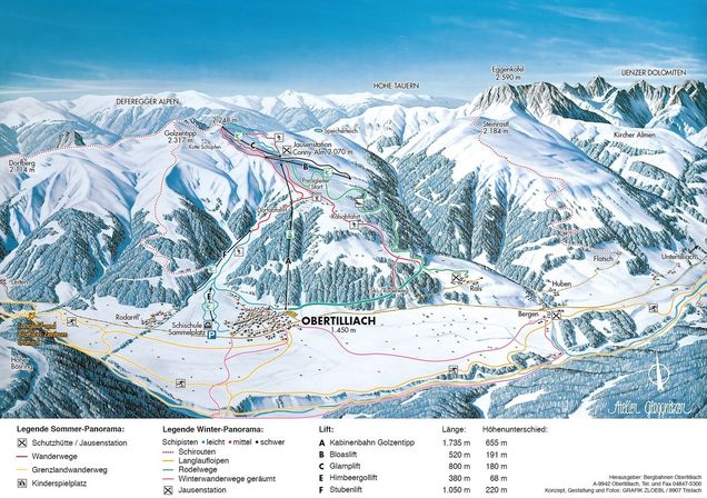 Pistenplan / Karte Skigebiet Maria Luggau, Österreich
