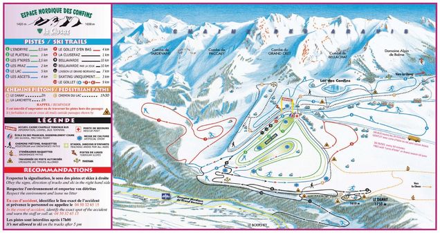 Plan des pistes de ski de fond La Clusaz