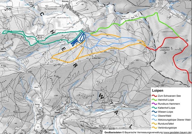 Plan des pistes de ski de fond Warzenried