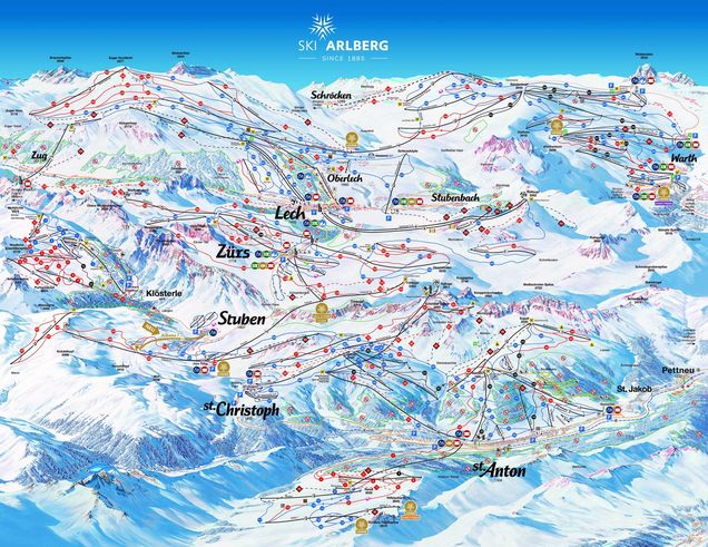 Piantina delle piste Arlberg